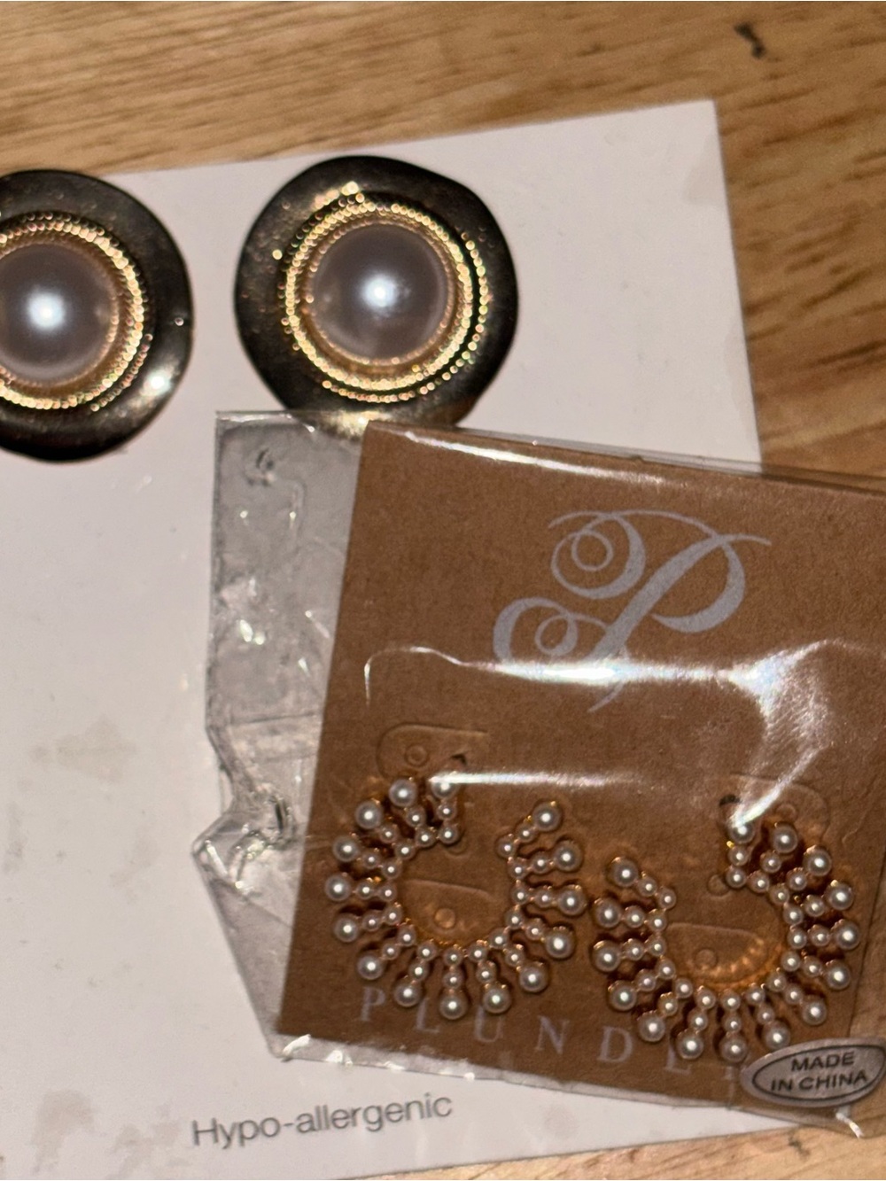 Pearl Accent Gold-Tone Hoop Earrings - Women Accessories